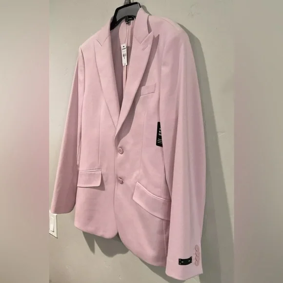 EXPRESS PINK MENS COTTON BLEND SLIM SUIT JACKET STRETCH NWT